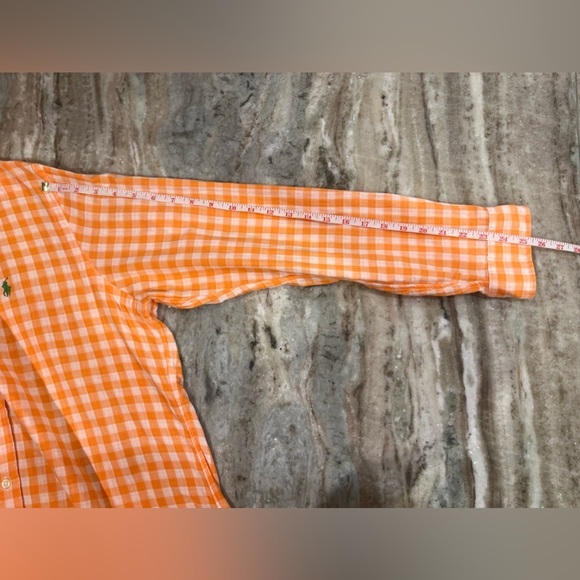 Men's POLO RALPH LAUREN Classic Fit Double Faced
Orange Gingham button up Size L - Picture 10 of 10